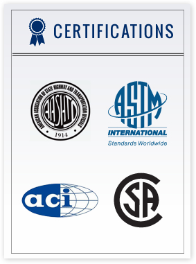 Industry Certification Logos for American Fiberglass Rebar